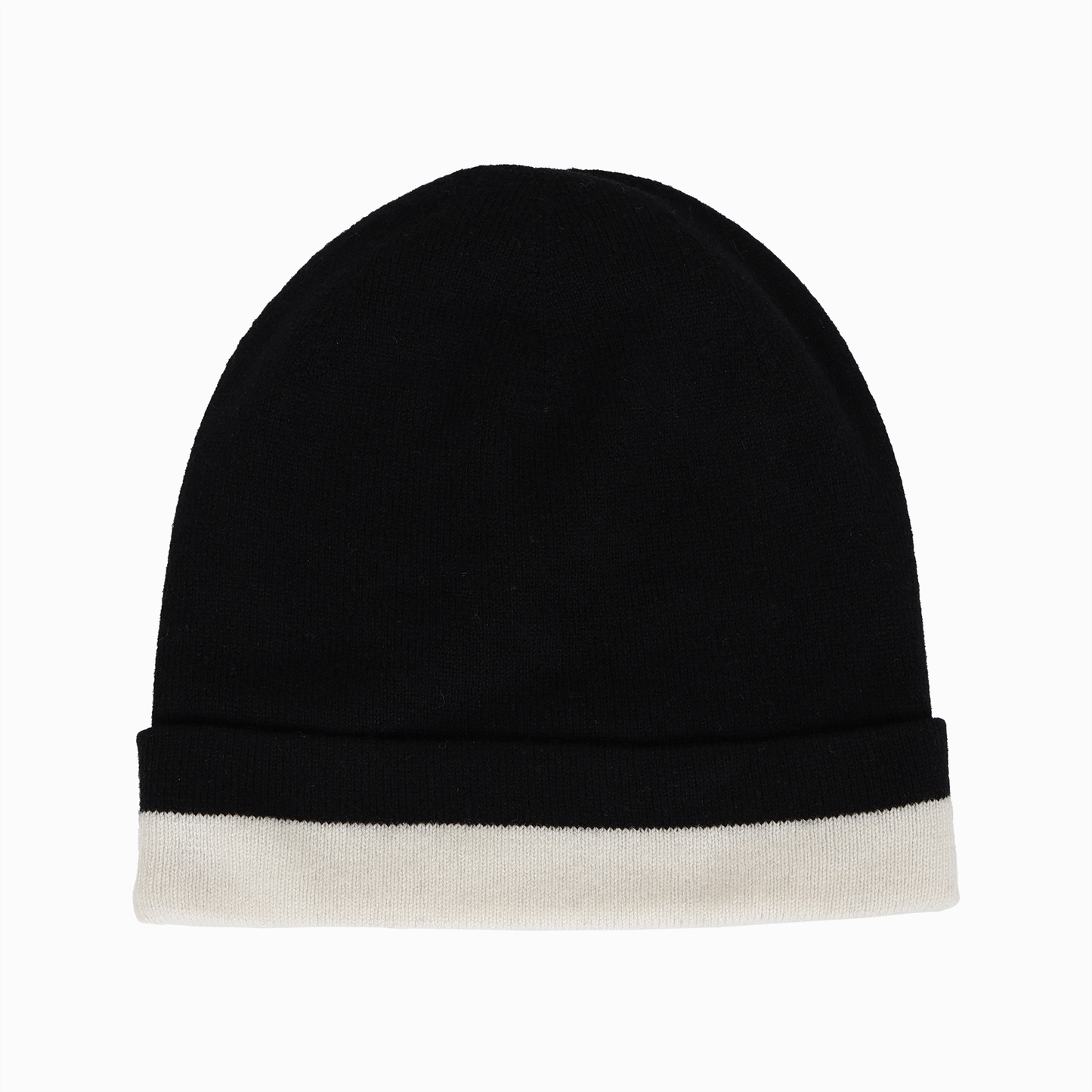 ロゴインターシャ カシミア ビーニー ブラック ホワイト