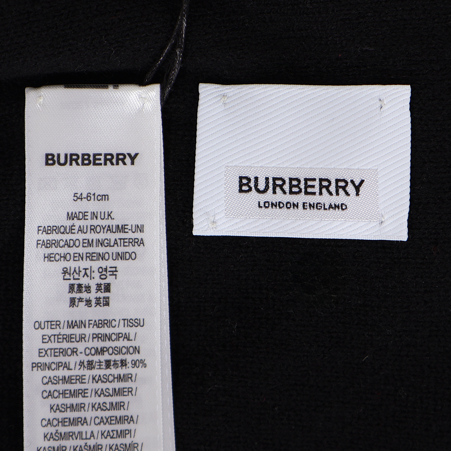 ロゴインターシャ カシミア ビーニー ブラック ホワイト