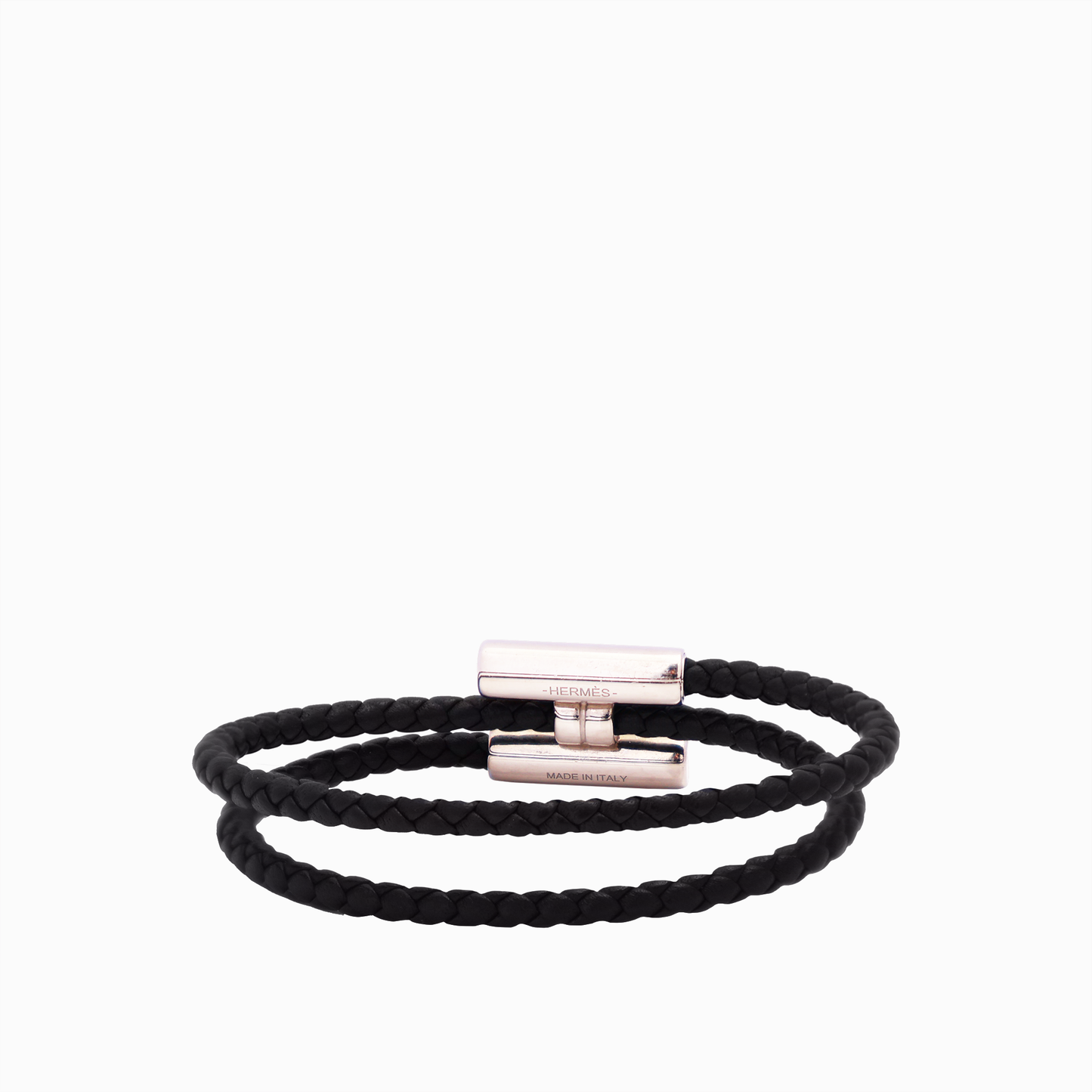 レザーブレスレット トゥルニ トレッセ 黒 シルバー金具 ヴォー・スウィフト