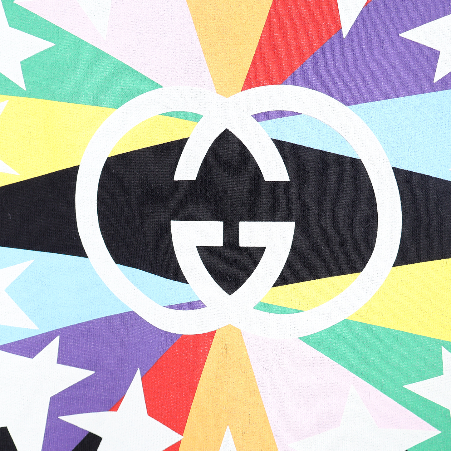 インターロッキングG スターバースト プリント コットン スウェットシャツ ブラック