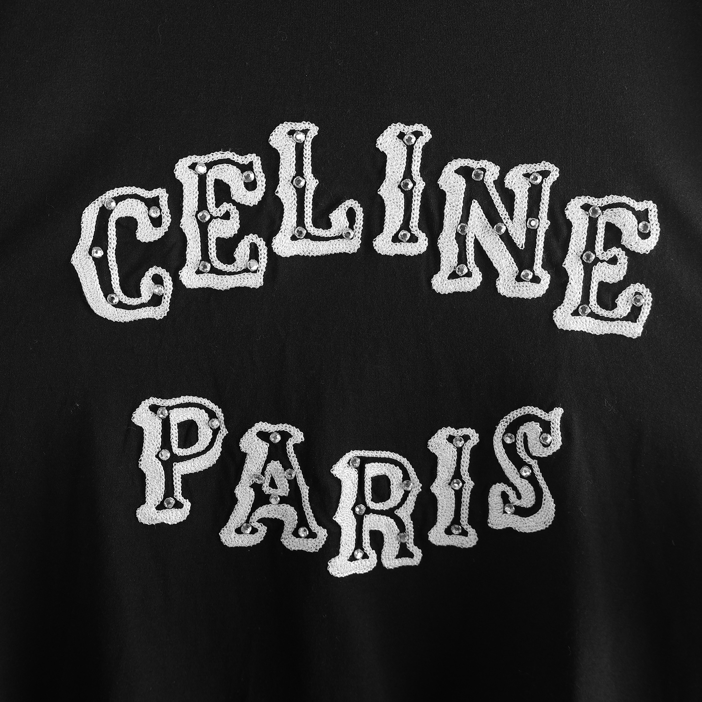 エンブロイダリールーズTシャツ コットンジャージー ブラック