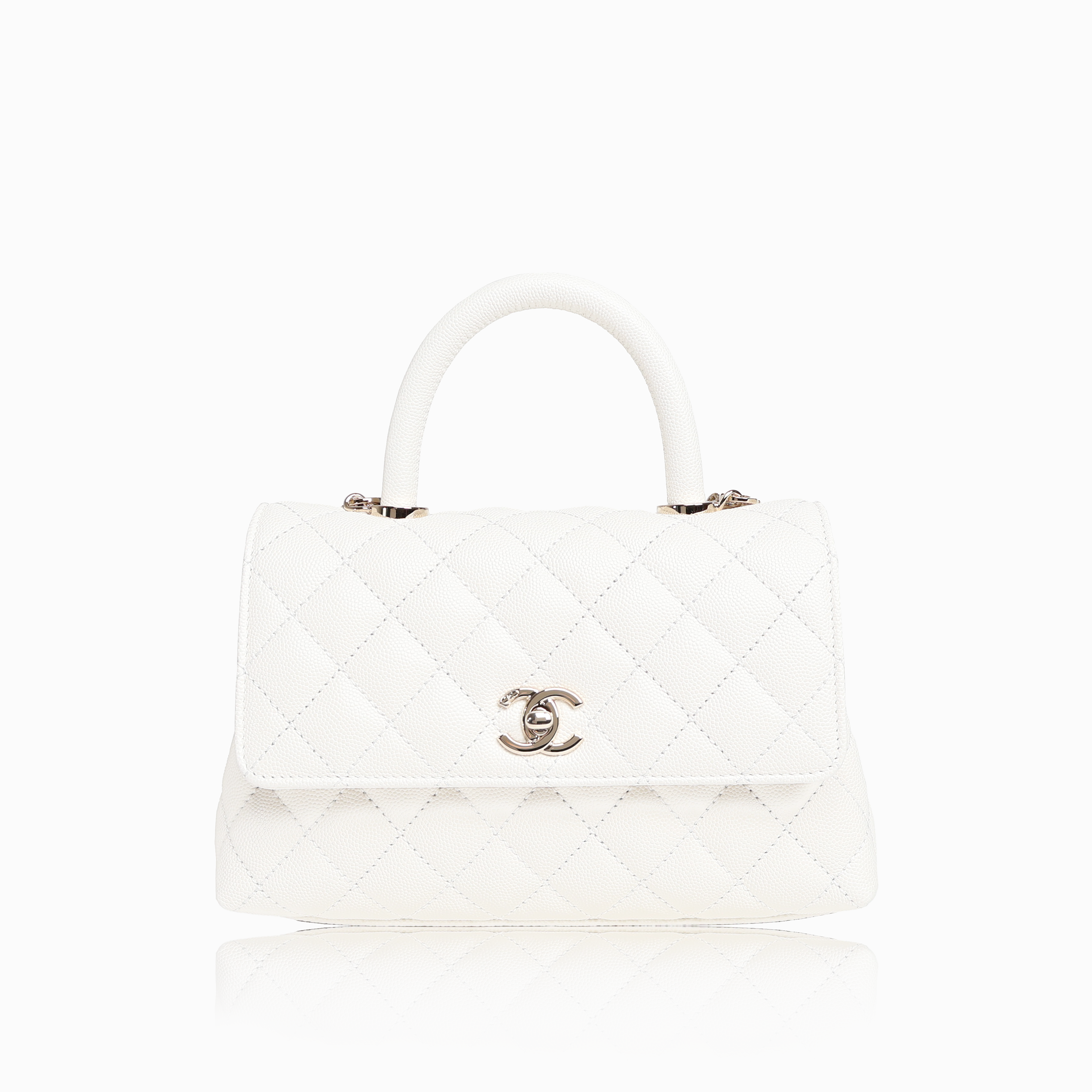 マトラッセ ココハンドル ホワイト ゴールド金具 キャビアスキン