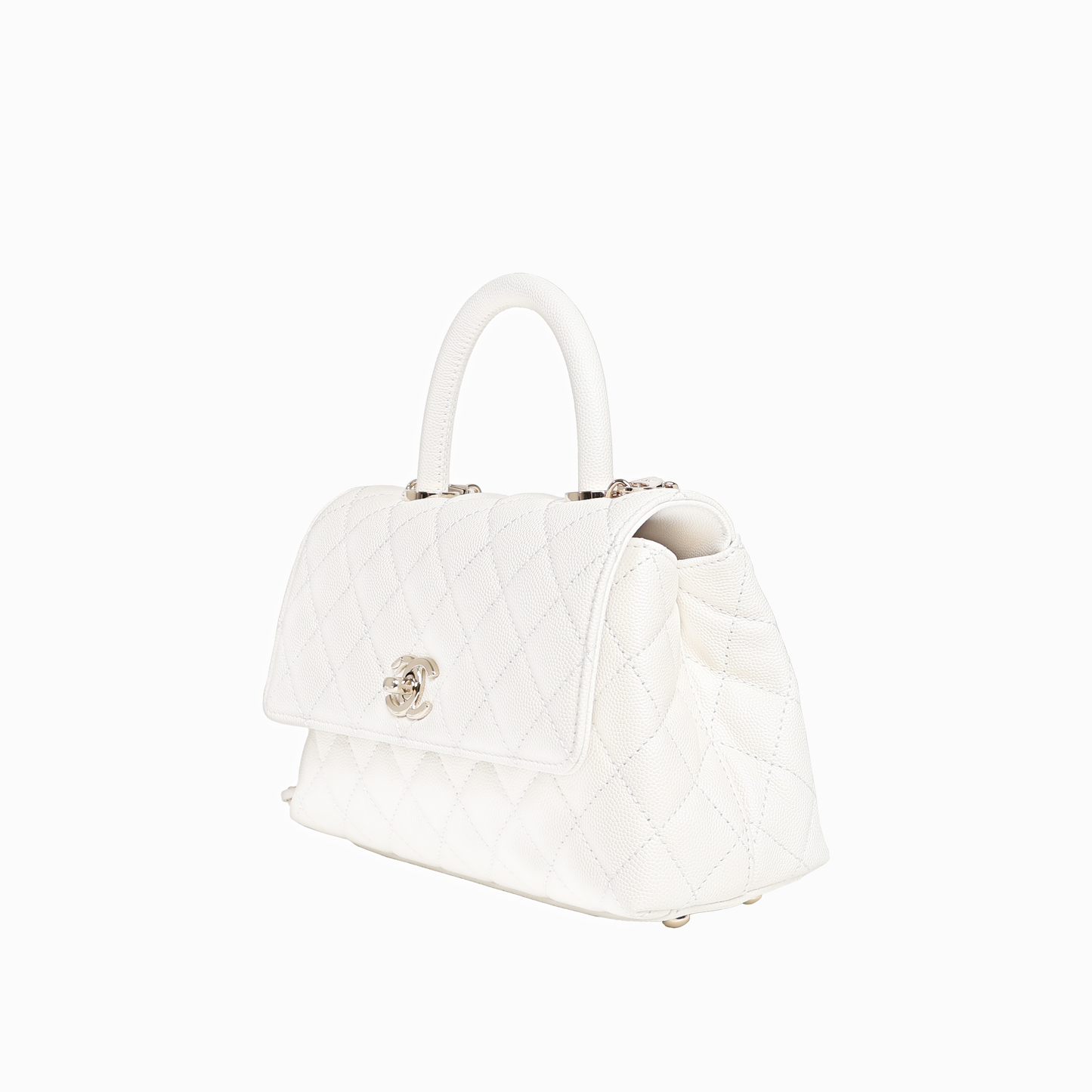 マトラッセ ココハンドル ホワイト ゴールド金具 キャビアスキン