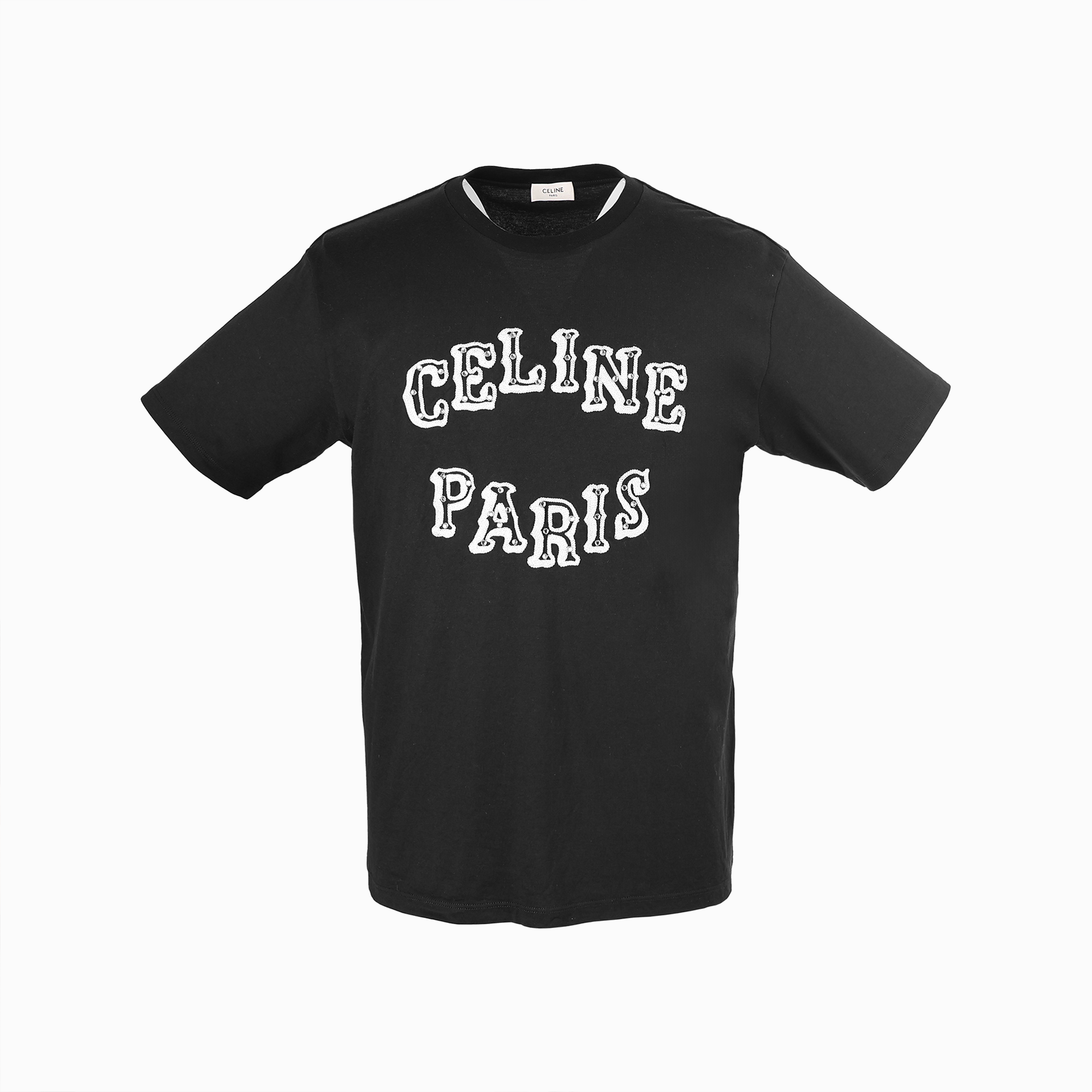 エンブロイダリールーズTシャツ コットンジャージー ブラック
