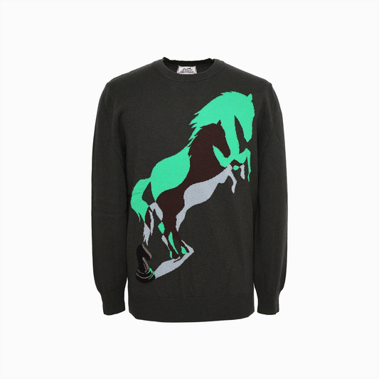 22AW 馬 チェス カシミアニットセーター ブラック